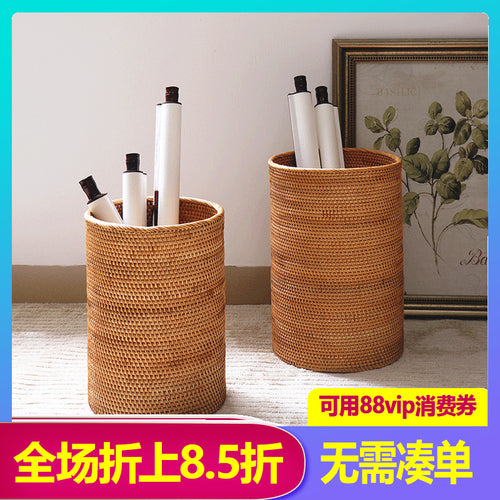 Writing Scroll Holder Versatile Hand-Handcrafted Storage Basket Vintage Tall Floor Basket for Artists, Art Studio