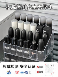 桌面口红收纳盒多格透明梳妆台化妆品亚克力唇膏小唇釉置物架格子