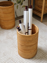 Writing Scroll Holder Versatile Hand-Handcrafted Storage Basket Vintage Tall Floor Basket for Artists, Art Studio