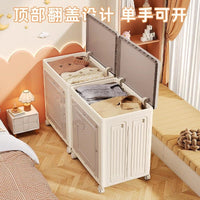 飘窗柜可折叠超大容量储物柜家用宿舍阳台零食储物衣物被子收纳箱 奶油白【1个装】可折叠带轮子 标准
