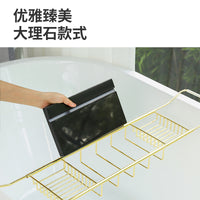 Stainless Steel Bathtub Caddy Tray with Book Stand, Telescopic, Non-Slip, Hanging Installation