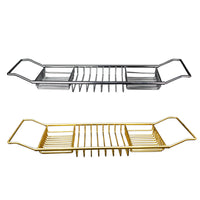 Stainless Steel Bathtub Caddy Tray with Book Stand, Telescopic, Non-Slip, Hanging Installation