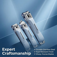 Professional Nail Trimmer Set Stainless Steel for Adults, Travel Grooming Kit with Angled and Straight Clippers Manicure