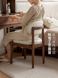 方迪实木化妆凳卧室化妆椅餐厅餐椅现代简约白色软包椅书房书椅