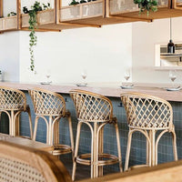 北欧藤编高脚吧椅创意复古吧台椅子咖啡厅餐厅靠背藤编椅子酒吧椅