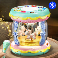 婴儿手拍鼓儿童6个月12宝宝玩具0一1岁3早教益智音乐旋转木马拍鼓 充电版-超大号【升级】木马鼓