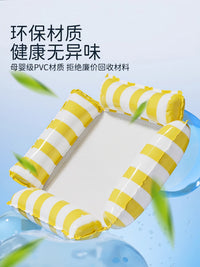 游泳圈浮床儿童充气浮排躺椅水上漂浮神器宝宝坐圈海边玩水装备 【两管躺椅-黄白色】儿童成人通用200斤内(送打气筒)