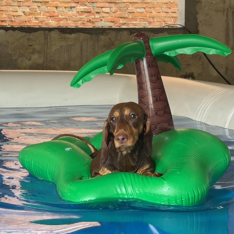 狗狗游泳圈宠物水上浮床中小型犬比熊泰迪户外便携椰子树充气床 椰树款