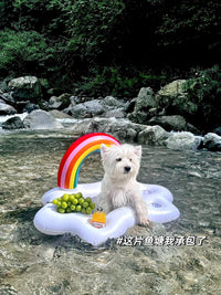 狗狗游泳圈宠物水上浮床中小型犬比熊泰迪户外便携椰子树充气床 椰树款