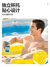 INTEX游泳浮圈水上玩具充气坐躺椅板水上浮排趴床海边冲浪划水板 带扶手躺椅-透明彩虹【送脚泵】