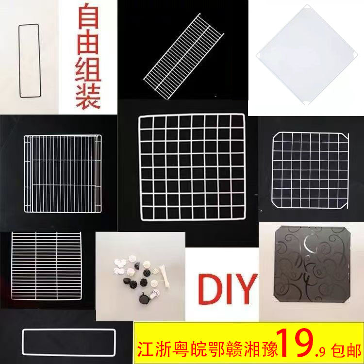 diy猫笼 魔片铁网宠物笼配件自由拼接组合兔子鸟围栏栅栏隔板加粗 35*35加密全开门【间隙1.5厘米】 白色