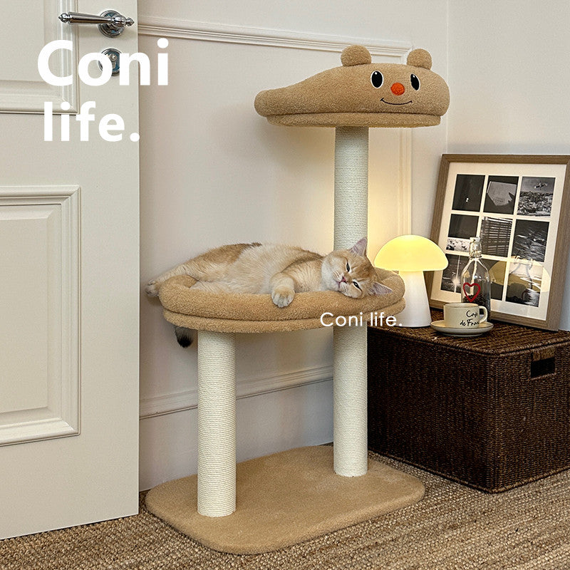 Coni life黄油小熊猫爬架猫窝一体猫抓柱耐抓不掉屑猫咪跳台猫架 高款爬架50*40*97cm