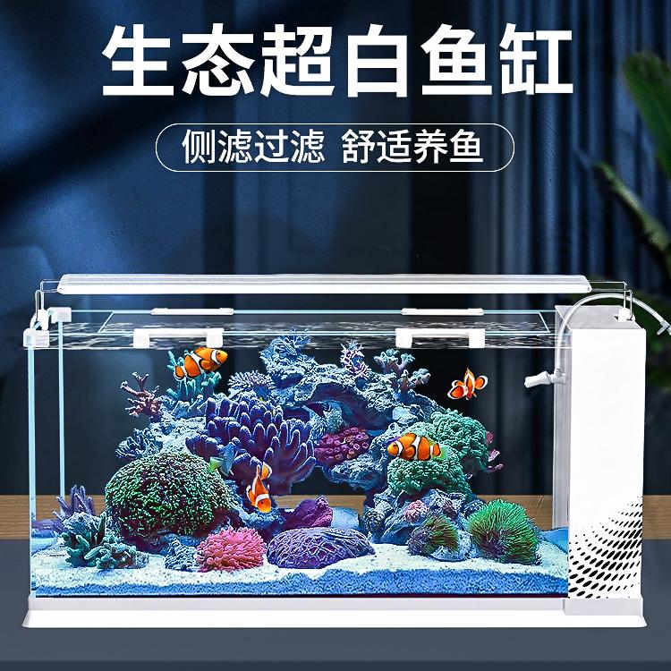 新款侧滤鱼缸客厅金鱼缸自循环带盖桌面斗鱼缸家用增氧小型一体缸 26.5*21.5*27.5【标配】+大礼包+盖板+灯