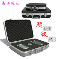 ABS吸塑手提铝合金工具箱 证件箱 声卡电子器材箱 渔具箱文具笔箱 黑色A款中号加格子泡棉