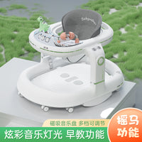 hohoangel学步车防o型腿2024款多功能宝宝助步车三合一婴儿手推车 美拉德白顶配款-【餐盘+音乐盒+脚踏板+手推杆】