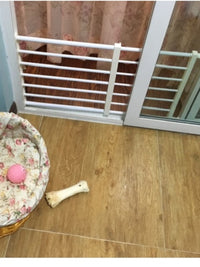 狗狗门挡卫生间宠物门栏围栏阳台栅栏厨房隔离小型犬泰迪护门挡板 加强不锈钢带门洞长73-130高42 白色带扣板