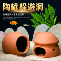 鱼缸造景虾屋虾窝躲避屋迷你鹦鹉慈鲷异形鱼产卵罐繁殖躲避罐陶罐 红陶大嘴猪