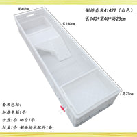特大号乌龟缸带排水加厚养龟专用箱家用带晒台水陆缸组合式养龟箱 灰色侧排 80*40*34CM