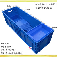 特大号乌龟缸带排水加厚养龟专用箱家用带晒台水陆缸组合式养龟箱 灰色侧排 80*40*34CM