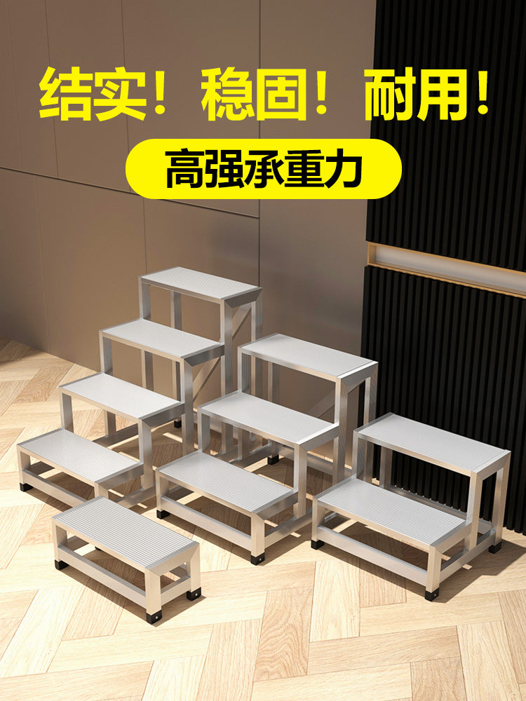 百佳宜铝合金踏步梯工业踏台梯台阶移动平台楼梯登高梯三步四步梯 超厚三步梯（梯宽60cm） 阶梯凳