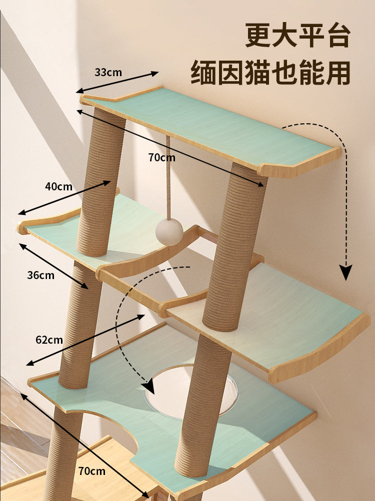 萌助猫爬架猫抓板一体斜塔角落猫架靠墙多层实木观景猫跳台猫玩具 双塔【幼猫款】（密度板）