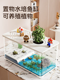 鱼缸客厅2025新款小型桌面氧气泵过滤器一体金鱼缸造水族箱生态缸 黑色【升级款】大号-乌龟缸