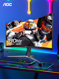AOC27英寸180Hz电竞2K高清CQ27G2X电脑显示器曲面台式24壁挂144hz C27G4Z【27英寸曲面|Fast VA屏|1080P|300Hz超频|0.3ms|1500R|4000:1静态比】 官方标配