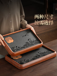 小型茶盘家用2025新款功夫茶具茶托盘中式茶台储水盘一人用茶海 【黑檀色28.5cm】圆韵茶盘600ml