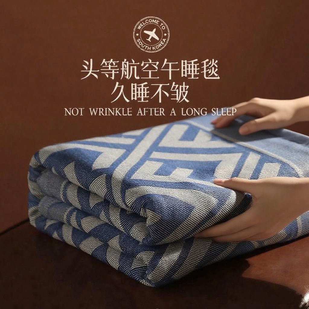 航空毯飞机头等舱盖毯办公室午睡沙发空调毯夏天车载小毯子凉毯 航空毯-FL黑棕 650克性价比130*160