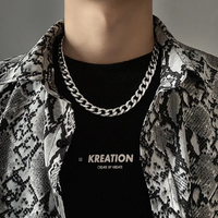 钛钢hiphop链条男款项链古巴链男士嘻哈链子装饰女生情侣百搭配饰