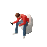 1:64 Scale Resin Miniature Toilet with Squatting Figure for Micro Scene