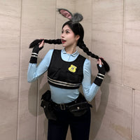 「兔子男警官」朱迪cos服装judy衣大成人女款情侣制服裤子万圣节 M 露腰款女朱迪17件套