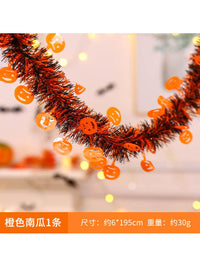 万圣节装饰拉花彩条挂饰派对用品五星南瓜蜘蛛纸挂件万圣节道具用 W拉旗 南瓜英文（卡纸款）