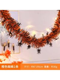万圣节装饰拉花彩条挂饰派对用品五星南瓜蜘蛛纸挂件万圣节道具用 W拉旗 南瓜英文（卡纸款）