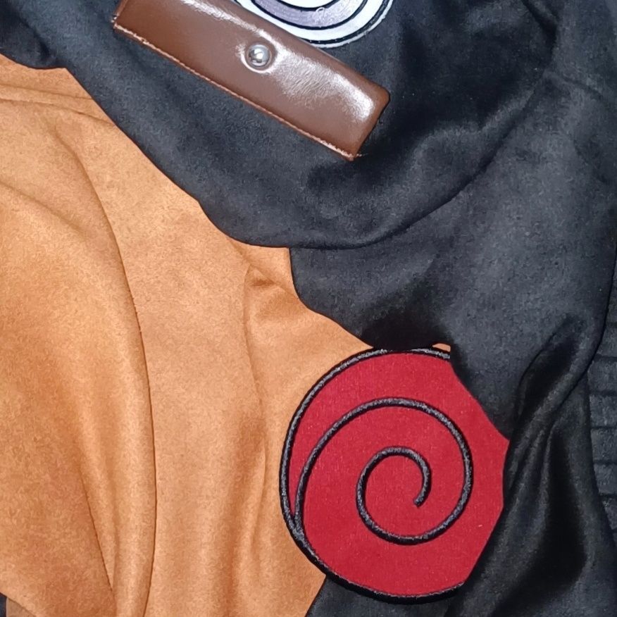 火影忍者新款皮绒面料火影鸣人cos服二代漫展表演出cosplay服装 L 鸣人服装全套（上衣裤子腿包纱布）