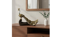Light Luxury Design Resin Peacock Sculpture Creative Gift Resin Peacock Decor Non-Slip Base for Bookshelf, Entryway, Office
