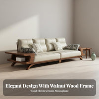 Black Walnut Frame Sofa Deep Seat Solid Wood Sofa with Storage Ergonomic Living Room Design Room Furniture for Families, Homeowners, Home, Lounge Area