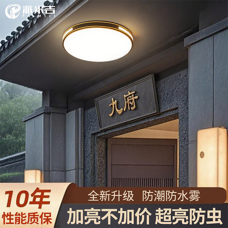 别墅大门口吸顶灯农村自建房庭院屋檐入户门阳台室外防潮防虫灯具 【防潮防虫】圆/36W/40cm/三色变光