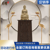 中式仙鹤佛堂摆件龟鹤延年落地灯大型寺庙插电长明灯佛前莲花灯具 1.8米红古铜色龟鹤+荷花灯罩