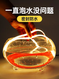 古法鱼缸灯 专用灯带防水下泡水圆缸养鱼池氛围低压直插自粘灯条 【暖光】3米款泡水