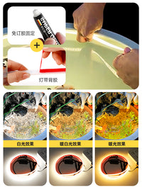 古法鱼缸灯 专用灯带防水下泡水圆缸养鱼池氛围低压直插自粘灯条 【暖光】3米款泡水