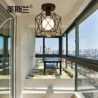 美式乡村小吸顶灯北欧复古走廊过道玄关阳台厨房创意广东中山灯具 奶白直筒款
