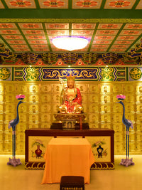 中式仙鹤佛堂摆件龟鹤延年落地灯大型寺庙插电长明灯佛前莲花灯具 1.8米红古铜色龟鹤+荷花灯罩