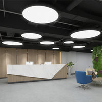 LED圆形吊灯实心圆灯办公室会议室商场店铺网咖健身房工业风灯具 黑框40cm三色变光