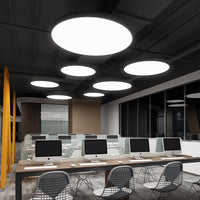 LED圆形吊灯实心圆灯办公室会议室商场店铺网咖健身房工业风灯具 黑框40cm三色变光