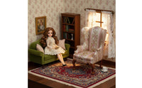1:6 Scale  Armchair Handmade Miniature Floral Textile Elegant Doll Accessory for Collectors, Hobbyists