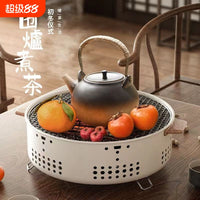 围炉煮茶烤火炉套装家用室内器具全套冬天围聚炉子户外围炉烧烤炉 900ML茶壶