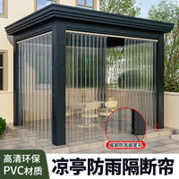 庭院凉亭挡风防雨隔断帘PVC透明塑料软帘户外防尘遮挡门帘免打孔 PVC高透【送杆子+铁环】左右底角打小孔 【适合120-180cm门宽】帘宽[100X2片]x高220cm