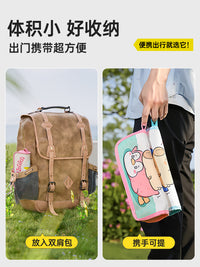 户外手包折叠凳便携笔袋小马扎露营地铁火车无座钓鱼神器户外板凳 卡皮巴拉蓝色【加粗加厚碳钢+加大加厚椅面】承重320斤