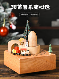 木质音乐盒发条八音盒旋转摩天轮生日毕业礼物送女童闺蜜儿童男孩 【发条款】摩天轮/天空之城支持刻字刻图
